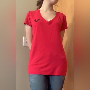 True Religion Red Buddha Playing Guitar Graphic Tee